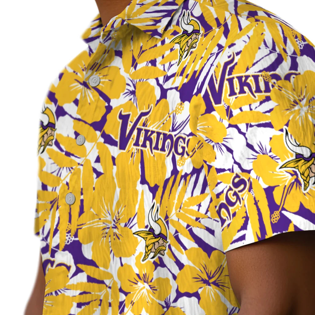 Minnesota Vikings Hawaiian Shirt - Hibiscus Overlay | Moonbestprint