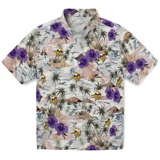 Minnesota Vikings Hawaiian Shirt - Hibiscus Seaside | Moonbestprint