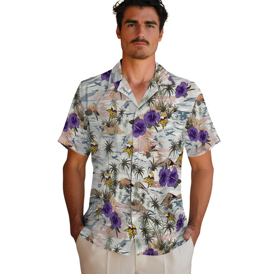 Minnesota Vikings Hawaiian Shirt - Hibiscus Seaside | Moonbestprint