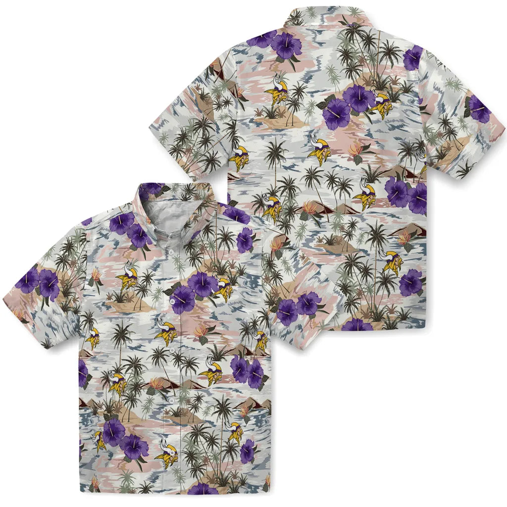 Minnesota Vikings Hawaiian Shirt - Hibiscus Seaside | Moonbestprint