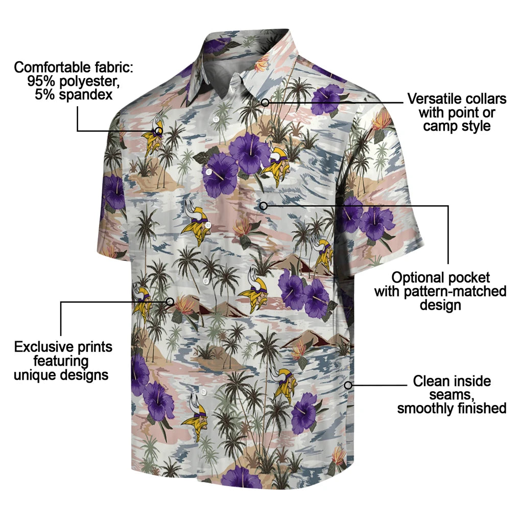 Minnesota Vikings Hawaiian Shirt - Hibiscus Seaside | Moonbestprint