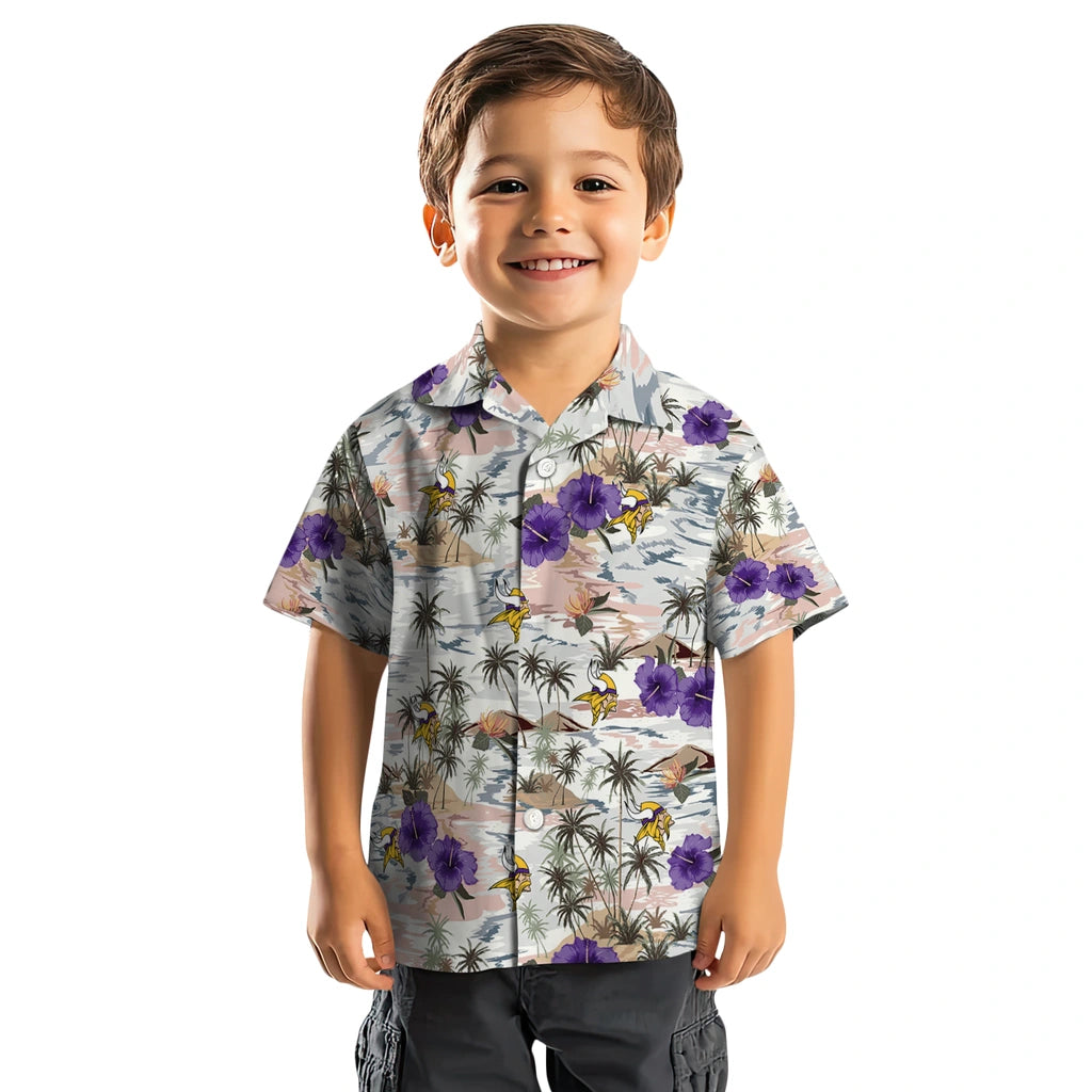 Minnesota Vikings Hawaiian Shirt - Hibiscus Seaside | Moonbestprint