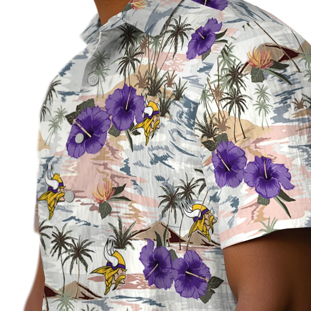 Minnesota Vikings Hawaiian Shirt - Hibiscus Seaside | Moonbestprint
