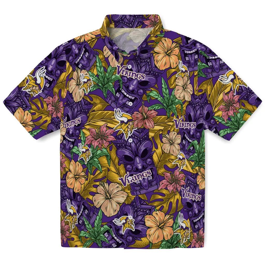 Minnesota Vikings Hawaiian Shirt - Hibiscus Tiki Jungle | Moonbestprint