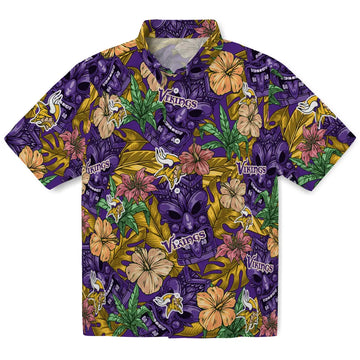 Minnesota Vikings Hawaiian Shirt - Hibiscus Tiki Jungle | Moonbestprint