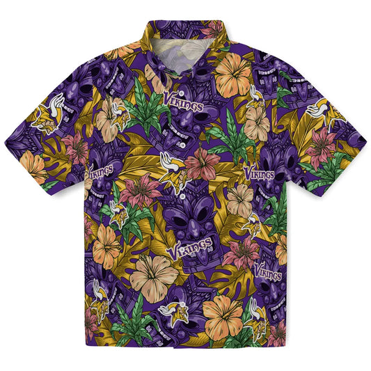 Minnesota Vikings Hawaiian Shirt - Hibiscus Tiki Jungle | Moonbestprint