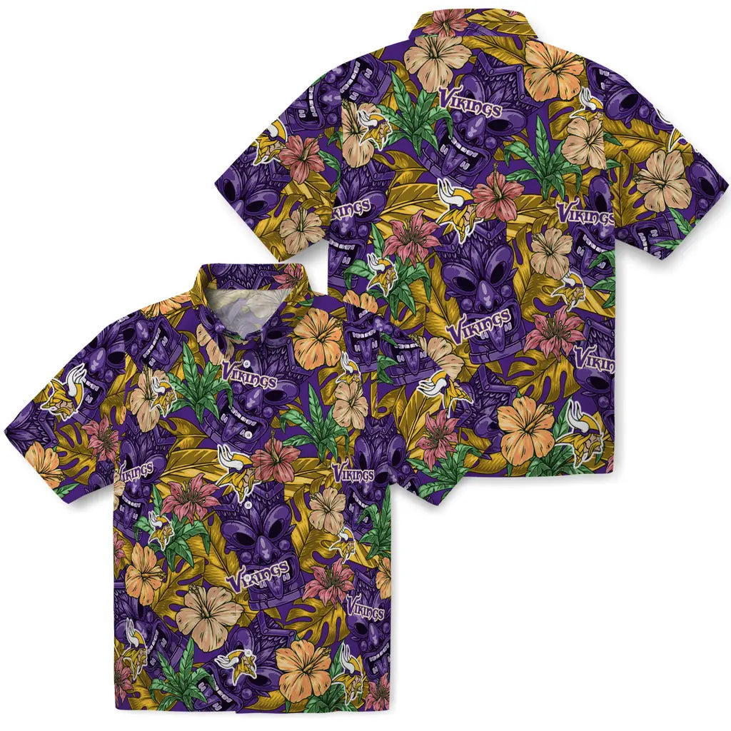 Minnesota Vikings Hawaiian Shirt - Hibiscus Tiki Jungle | Moonbestprint