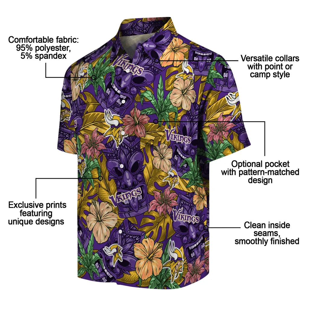 Minnesota Vikings Hawaiian Shirt - Hibiscus Tiki Jungle | Moonbestprint