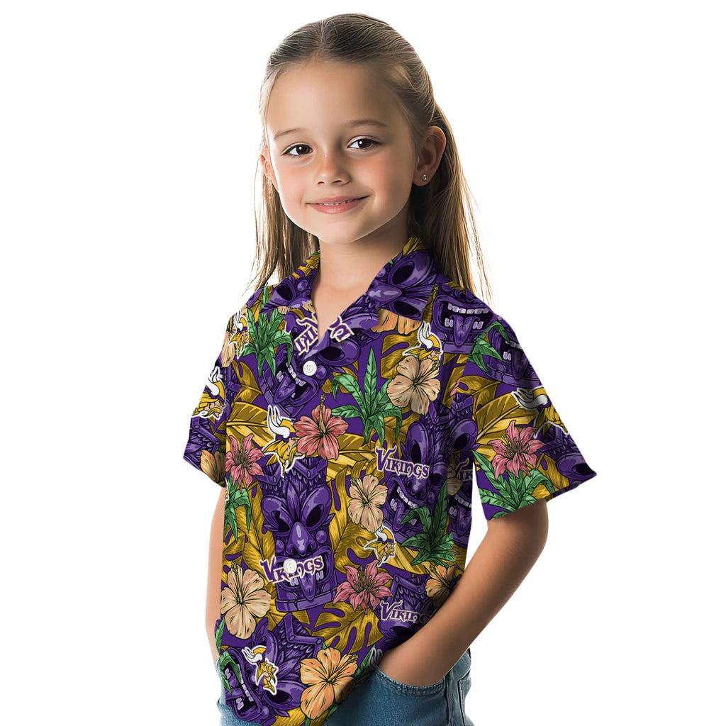 Minnesota Vikings Hawaiian Shirt - Hibiscus Tiki Jungle | Moonbestprint