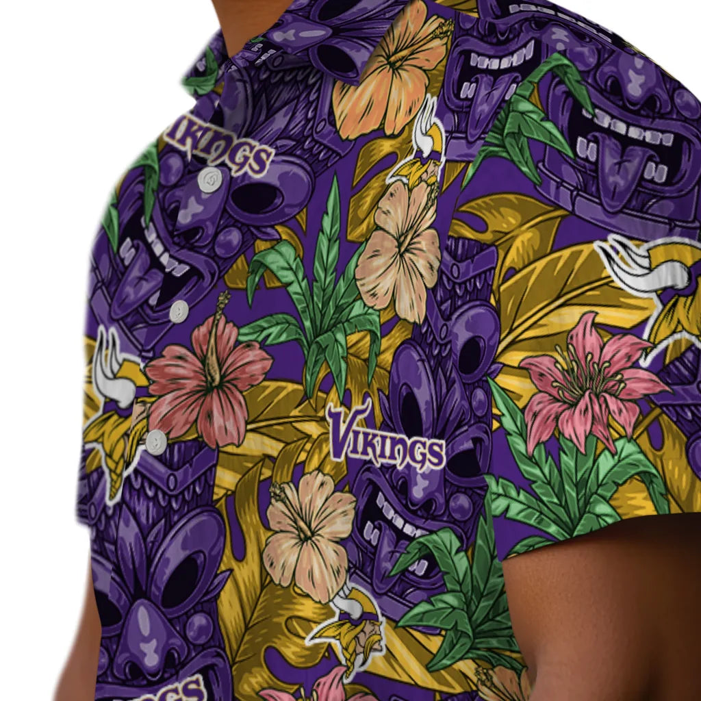 Minnesota Vikings Hawaiian Shirt - Hibiscus Tiki Jungle | Moonbestprint