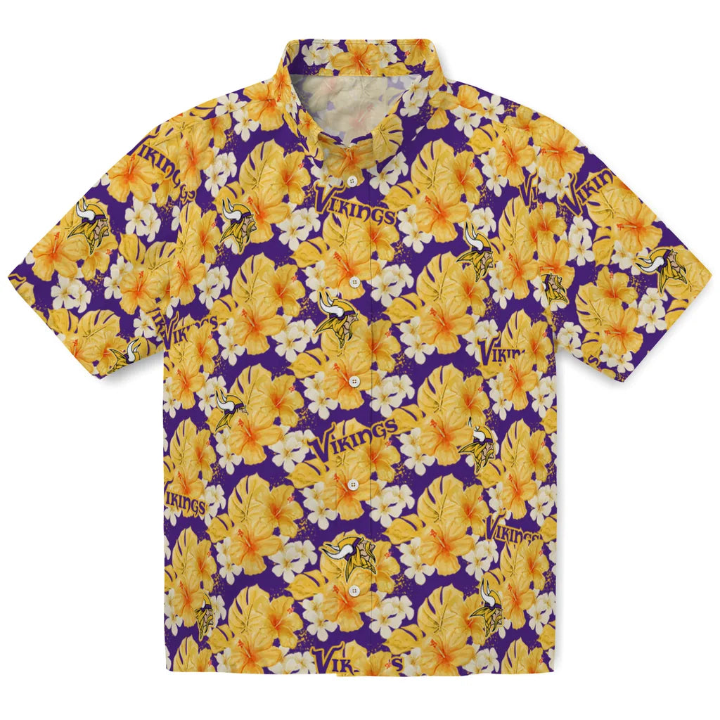 Minnesota Vikings Hawaiian Shirt - Hibiscus Tropics | Moonbestprint