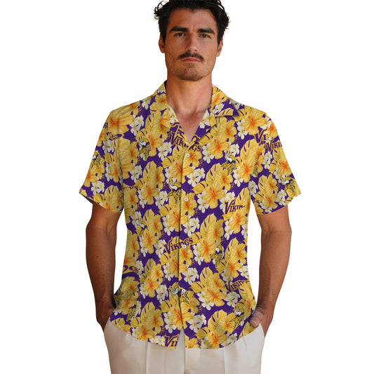 Minnesota Vikings Hawaiian Shirt - Hibiscus Tropics | Moonbestprint