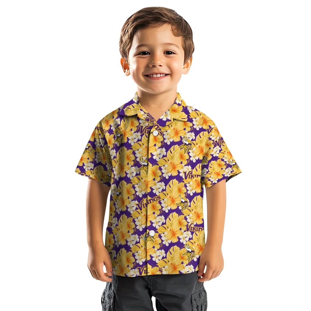 Minnesota Vikings Hawaiian Shirt - Hibiscus Tropics | Moonbestprint