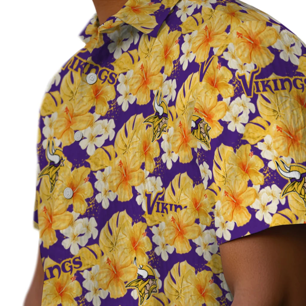 Minnesota Vikings Hawaiian Shirt - Hibiscus Tropics | Moonbestprint