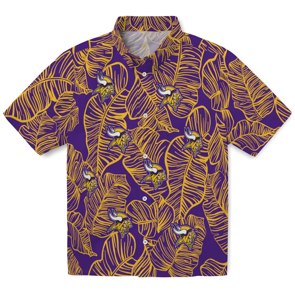 Minnesota Vikings Hawaiian Shirt - Leaf Outline | Moonbestprint