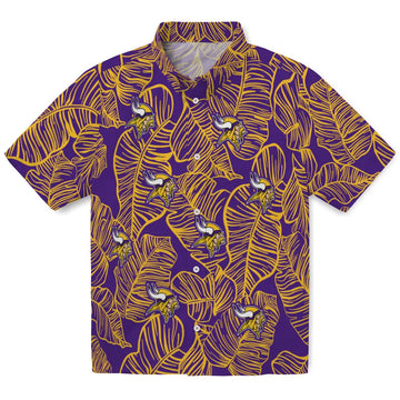 Minnesota Vikings Hawaiian Shirt - Leaf Outline | Moonbestprint