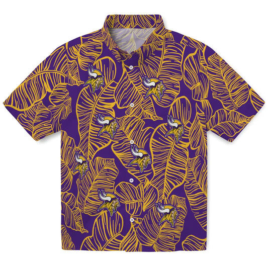 Minnesota Vikings Hawaiian Shirt - Leaf Outline | Moonbestprint