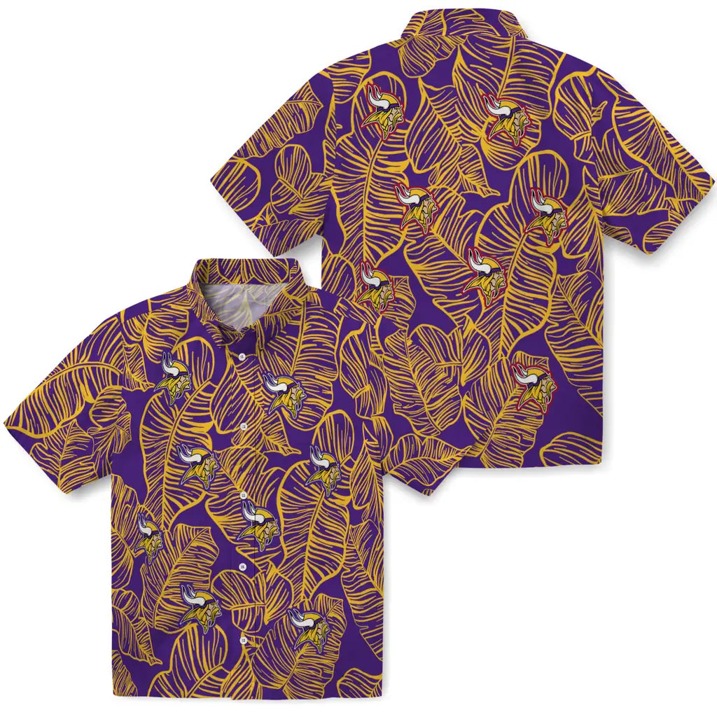 Minnesota Vikings Hawaiian Shirt - Leaf Outline | Moonbestprint