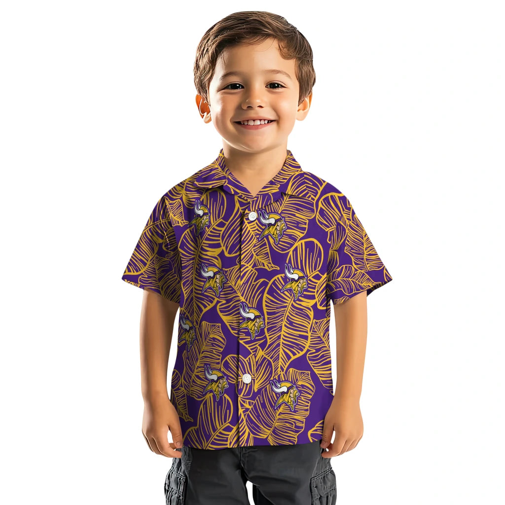 Minnesota Vikings Hawaiian Shirt - Leaf Outline | Moonbestprint