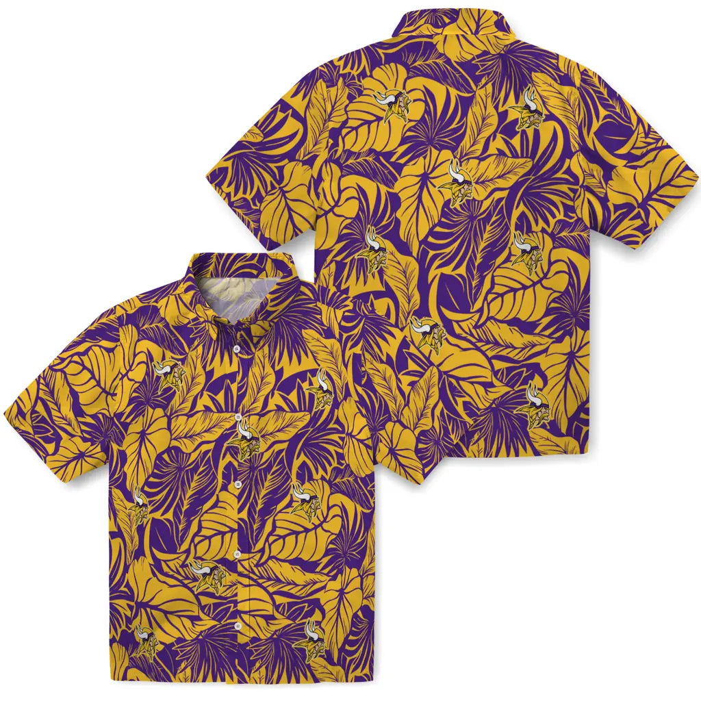 Minnesota Vikings Hawaiian Shirt - Monstera Layer | Moonbestprint