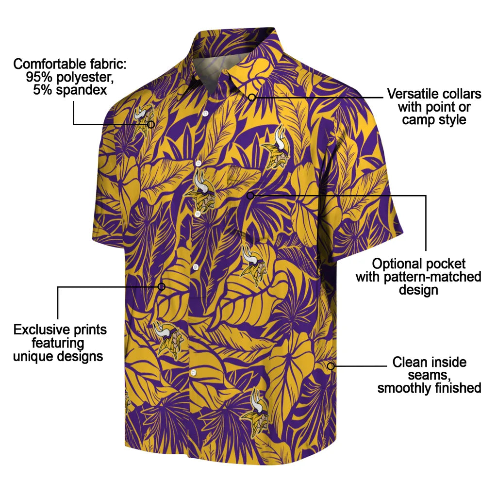 Minnesota Vikings Hawaiian Shirt - Monstera Layer | Moonbestprint