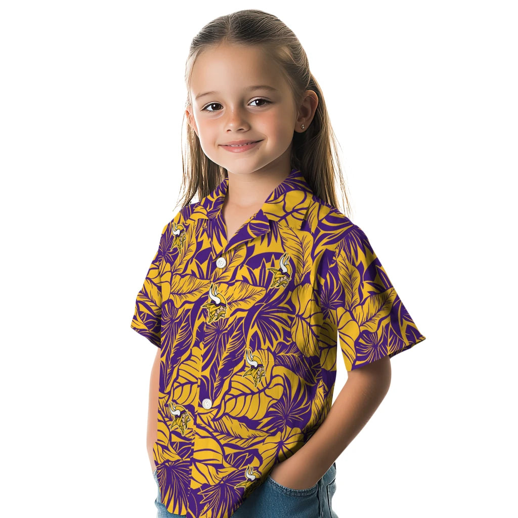 Minnesota Vikings Hawaiian Shirt - Monstera Layer | Moonbestprint