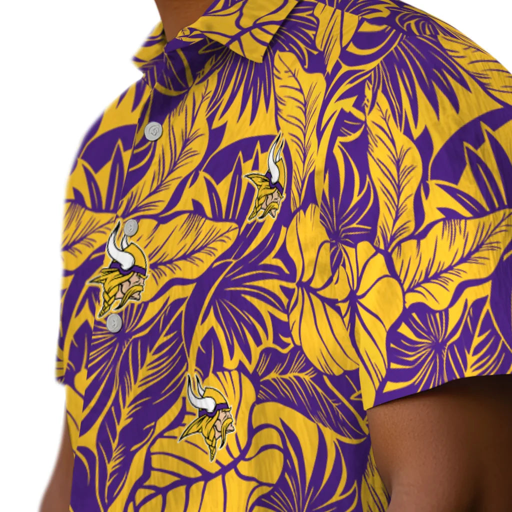 Minnesota Vikings Hawaiian Shirt - Monstera Layer | Moonbestprint