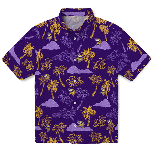 Minnesota Vikings Hawaiian Shirt - Palm And Clouds | Moonbestprint