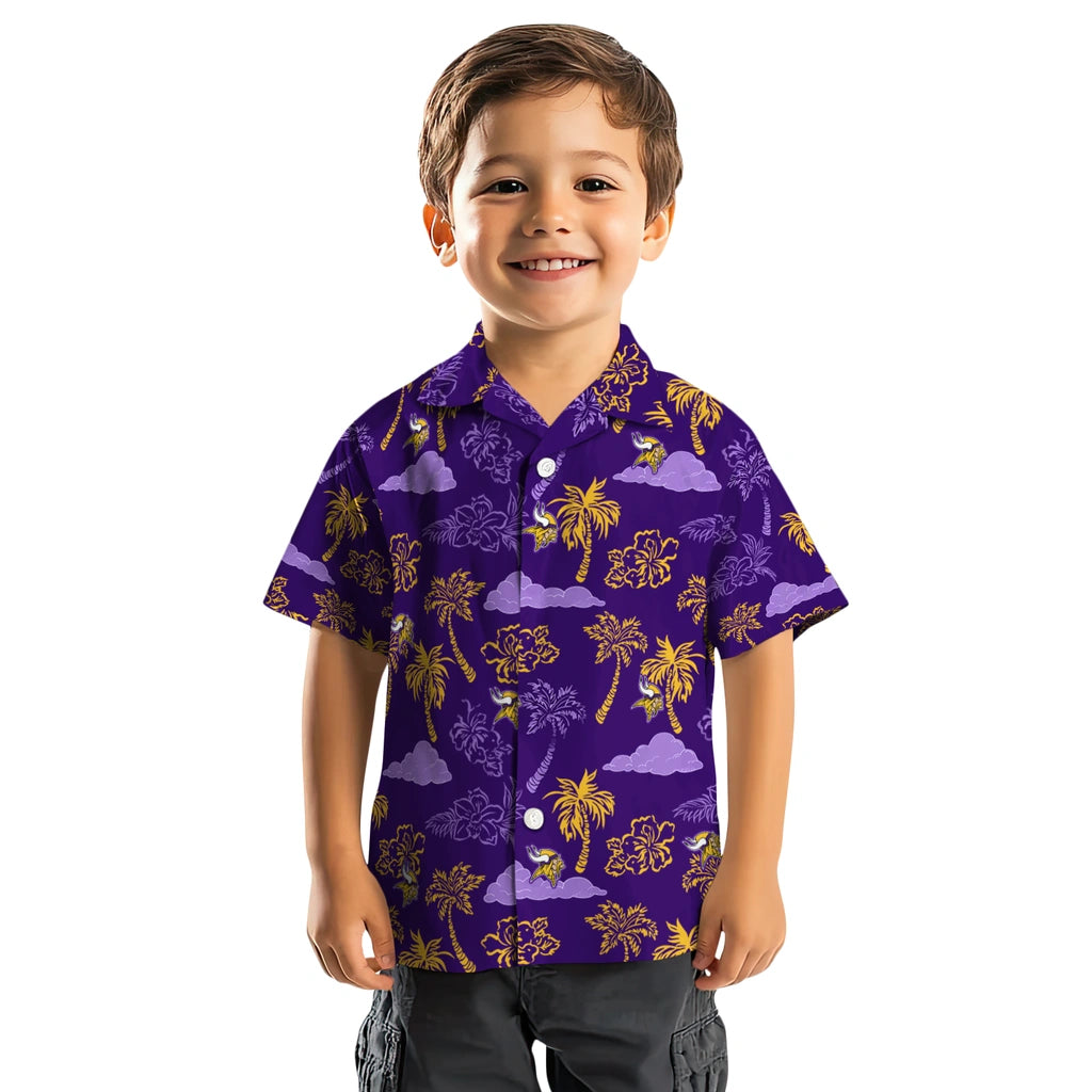 Minnesota Vikings Hawaiian Shirt - Palm And Clouds | Moonbestprint