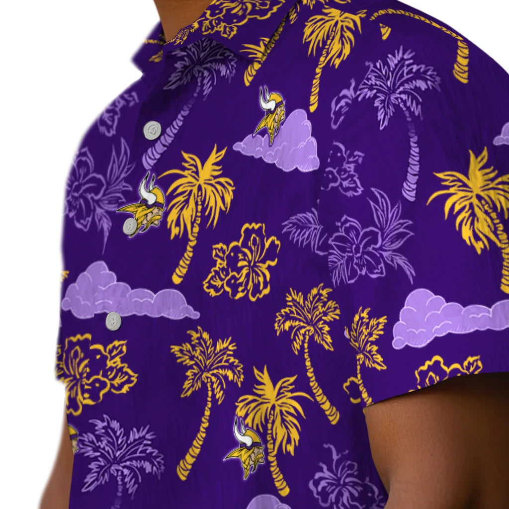 Minnesota Vikings Hawaiian Shirt - Palm And Clouds | Moonbestprint