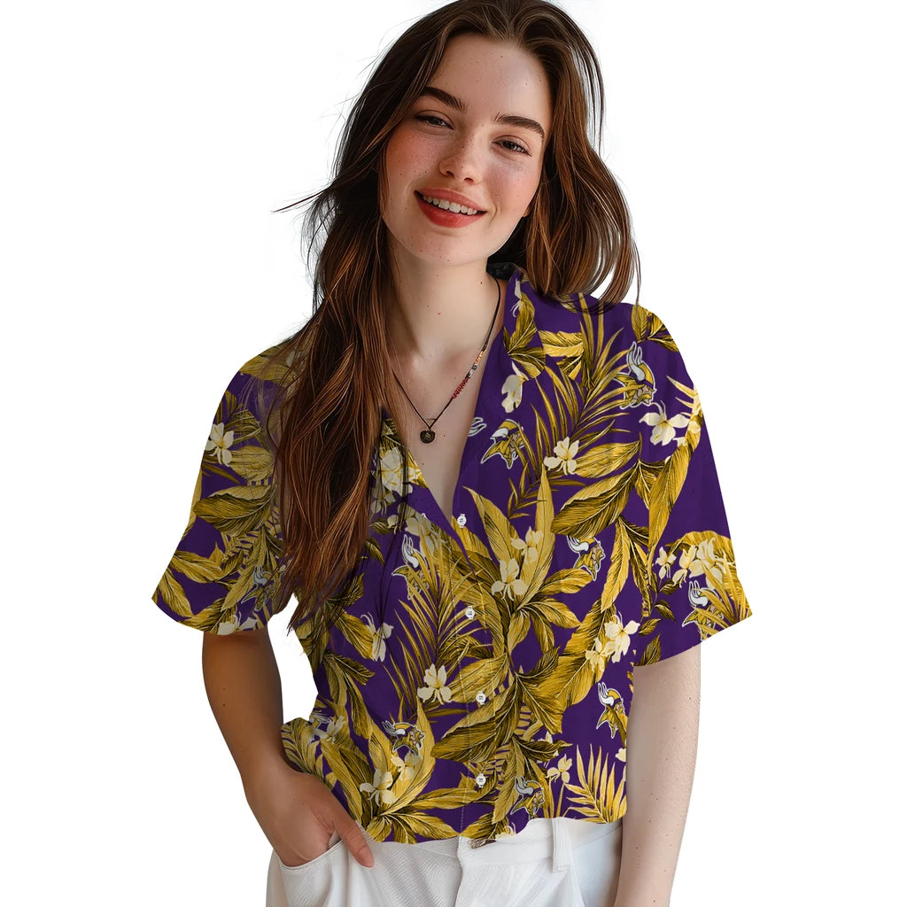Minnesota Vikings Hawaiian Shirt - Palm Leaves | Moonbestprint