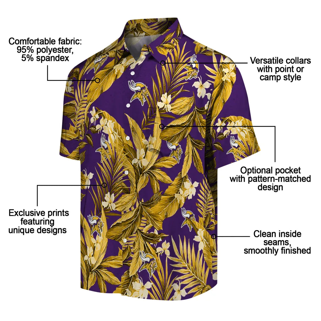 Minnesota Vikings Hawaiian Shirt - Palm Leaves | Moonbestprint