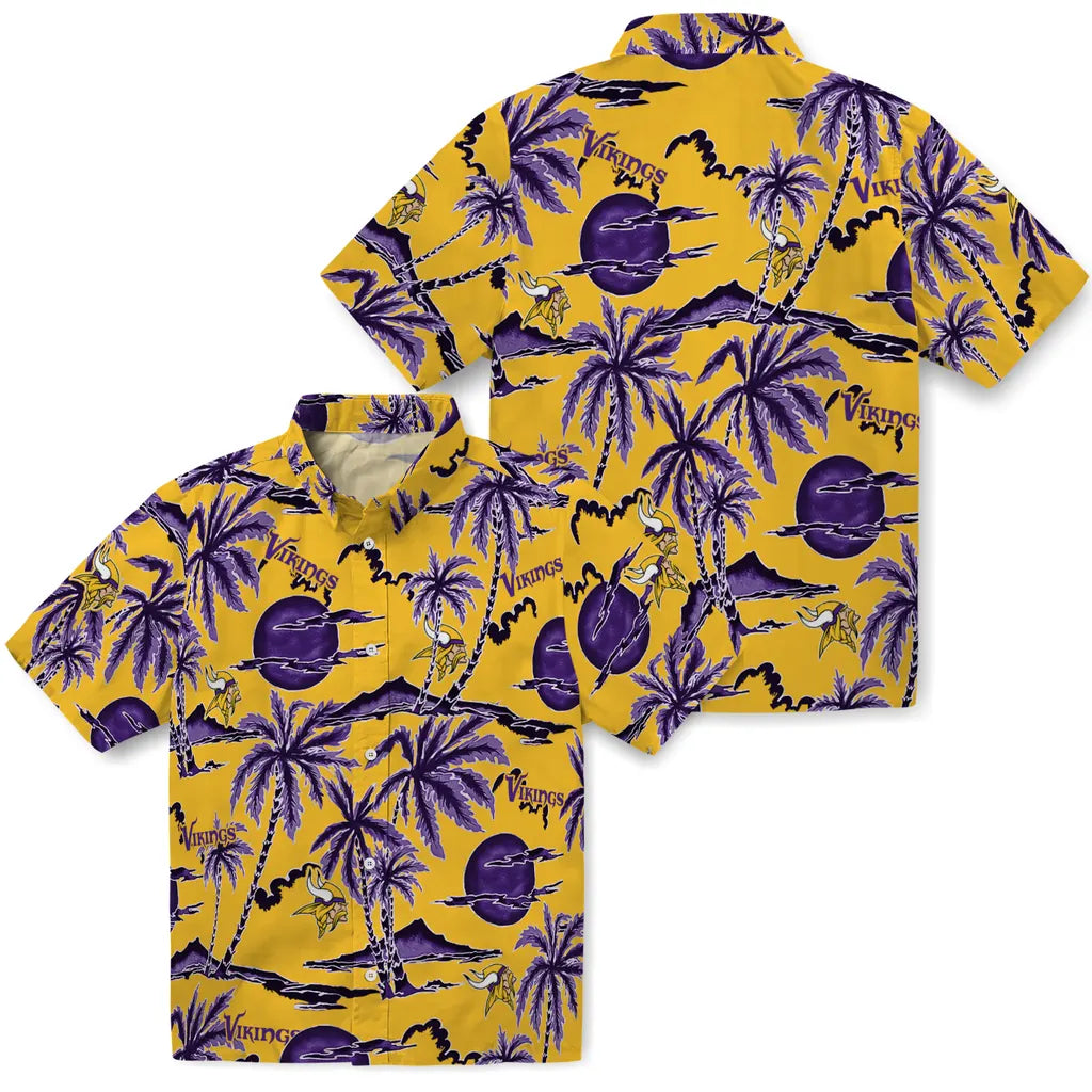 Minnesota Vikings Hawaiian Shirt - Palm Sunset | Moonbestprint