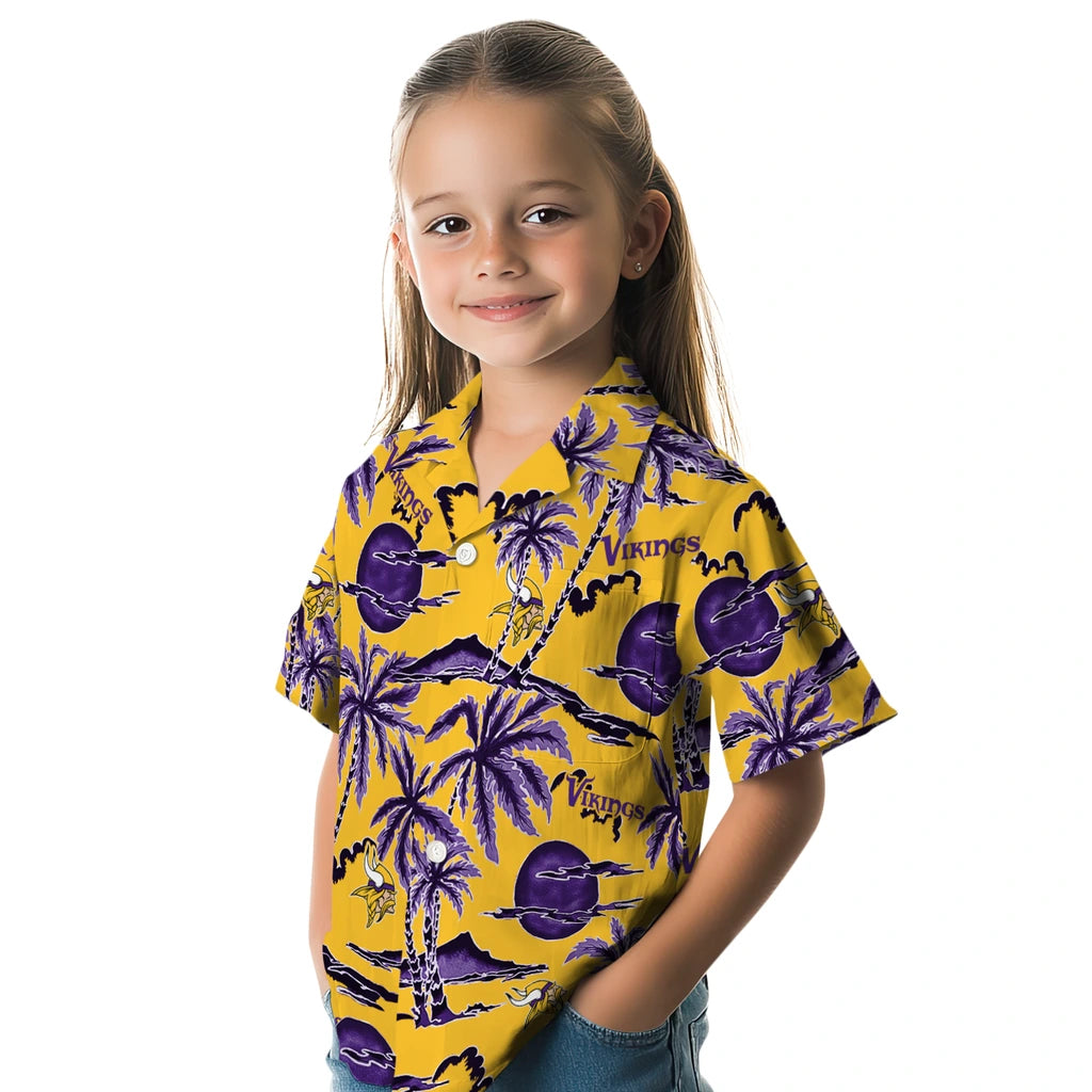 Minnesota Vikings Hawaiian Shirt - Palm Sunset | Moonbestprint