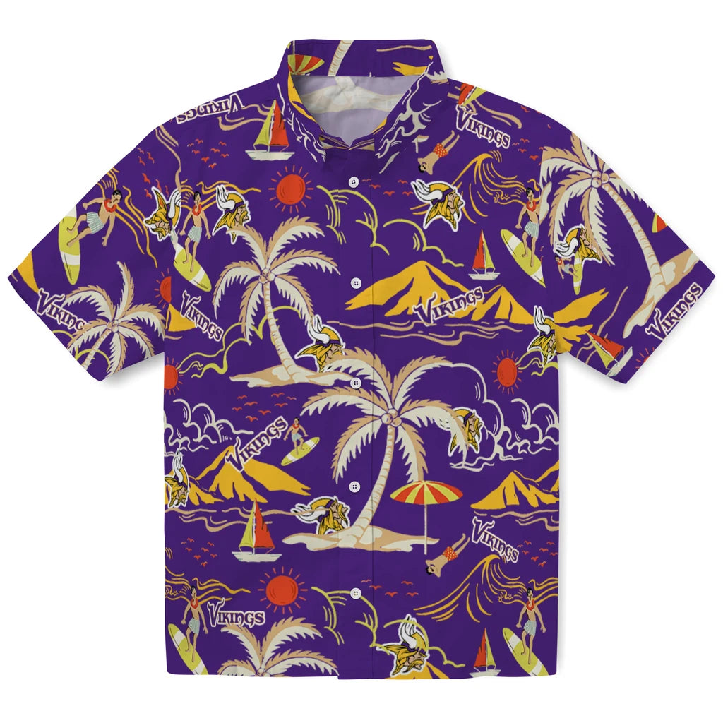 Minnesota Vikings Hawaiian Shirt - Palm Tree Island | Moonbestprint