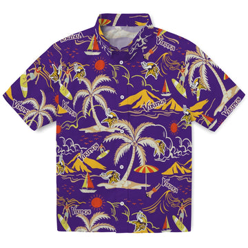 Minnesota Vikings Hawaiian Shirt - Palm Tree Island | Moonbestprint