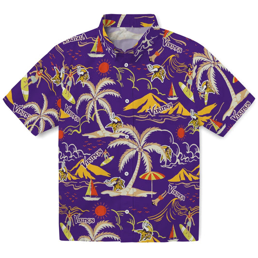 Minnesota Vikings Hawaiian Shirt - Palm Tree Island | Moonbestprint