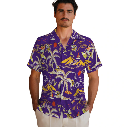 Minnesota Vikings Hawaiian Shirt - Palm Tree Island | Moonbestprint