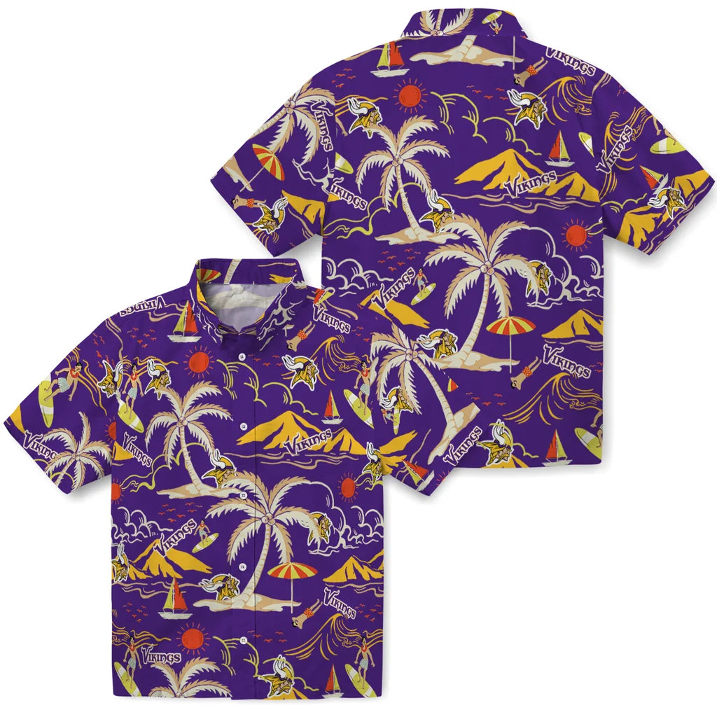 Minnesota Vikings Hawaiian Shirt - Palm Tree Island | Moonbestprint