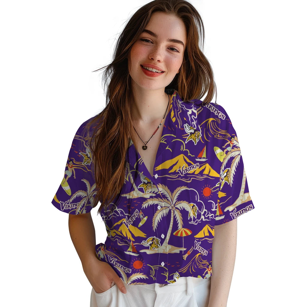 Minnesota Vikings Hawaiian Shirt - Palm Tree Island | Moonbestprint