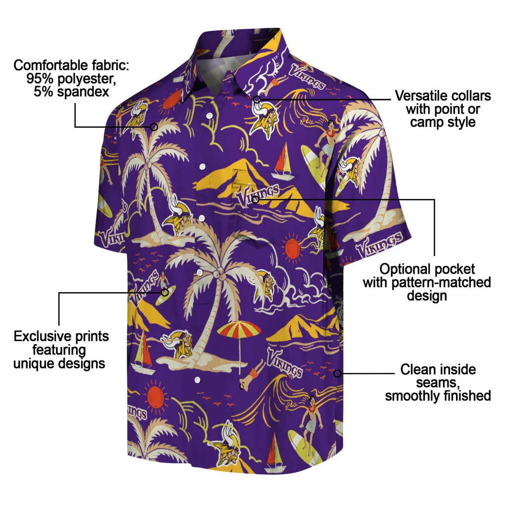 Minnesota Vikings Hawaiian Shirt - Palm Tree Island | Moonbestprint