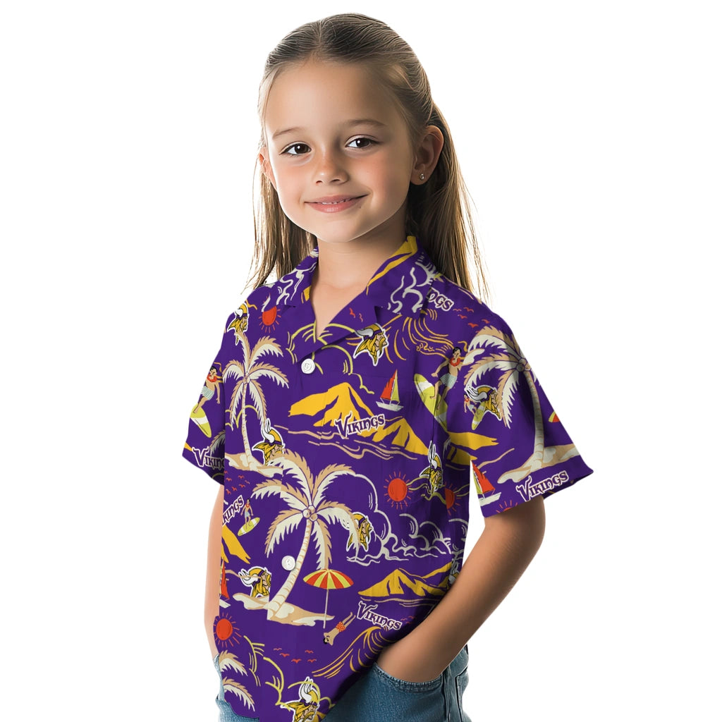 Minnesota Vikings Hawaiian Shirt - Palm Tree Island | Moonbestprint