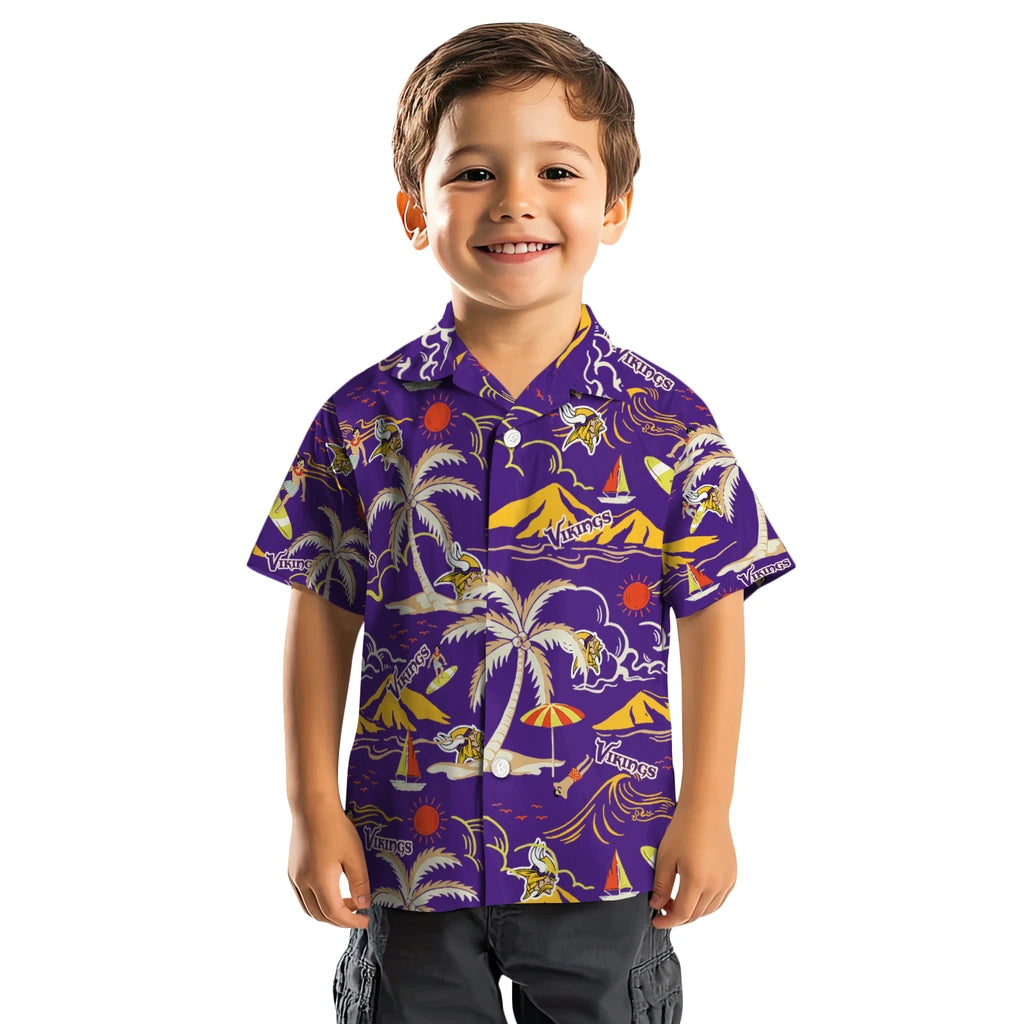 Minnesota Vikings Hawaiian Shirt - Palm Tree Island | Moonbestprint