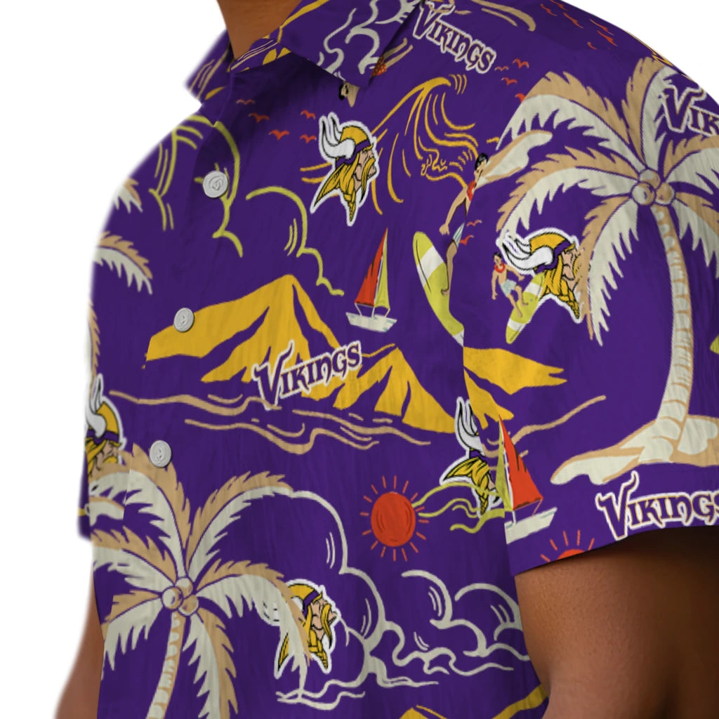 Minnesota Vikings Hawaiian Shirt - Palm Tree Island | Moonbestprint