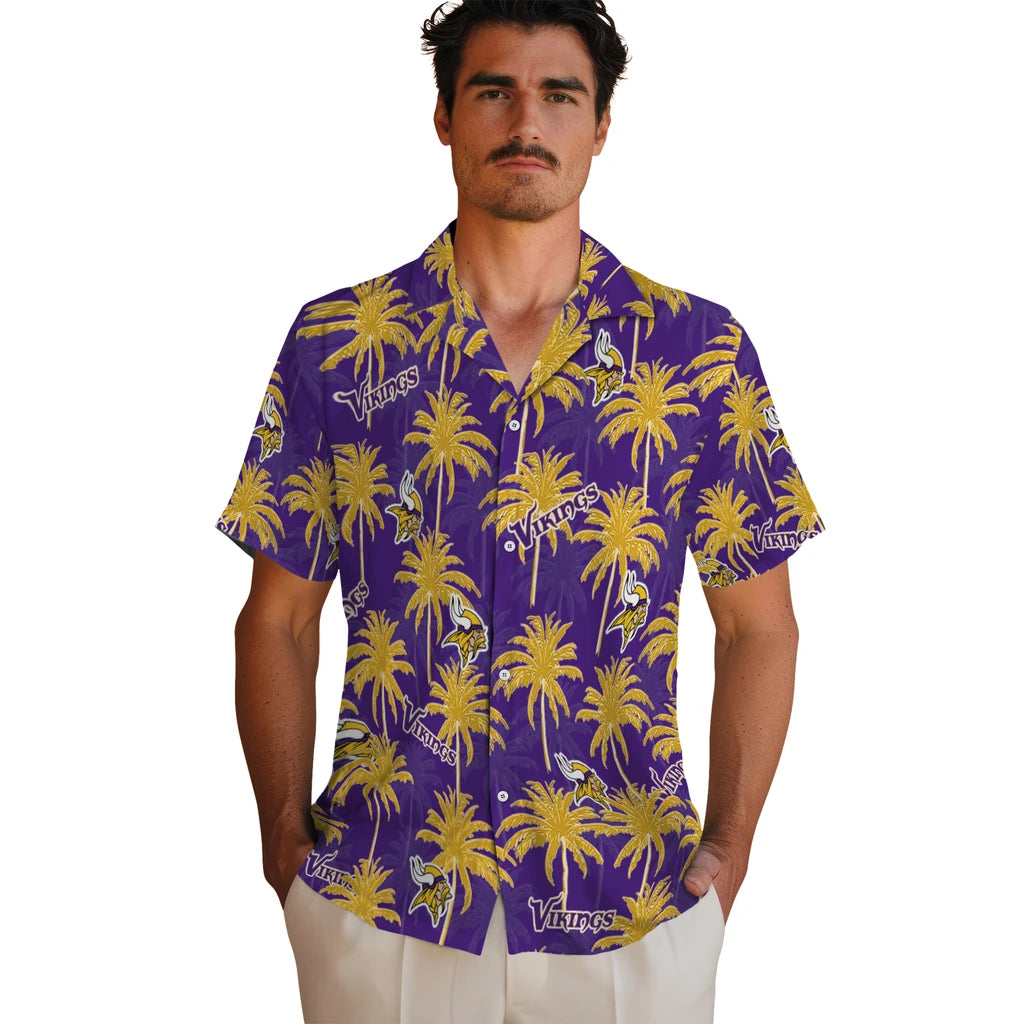 Minnesota Vikings Hawaiian Shirt - Palm Tree Motif | Moonbestprint