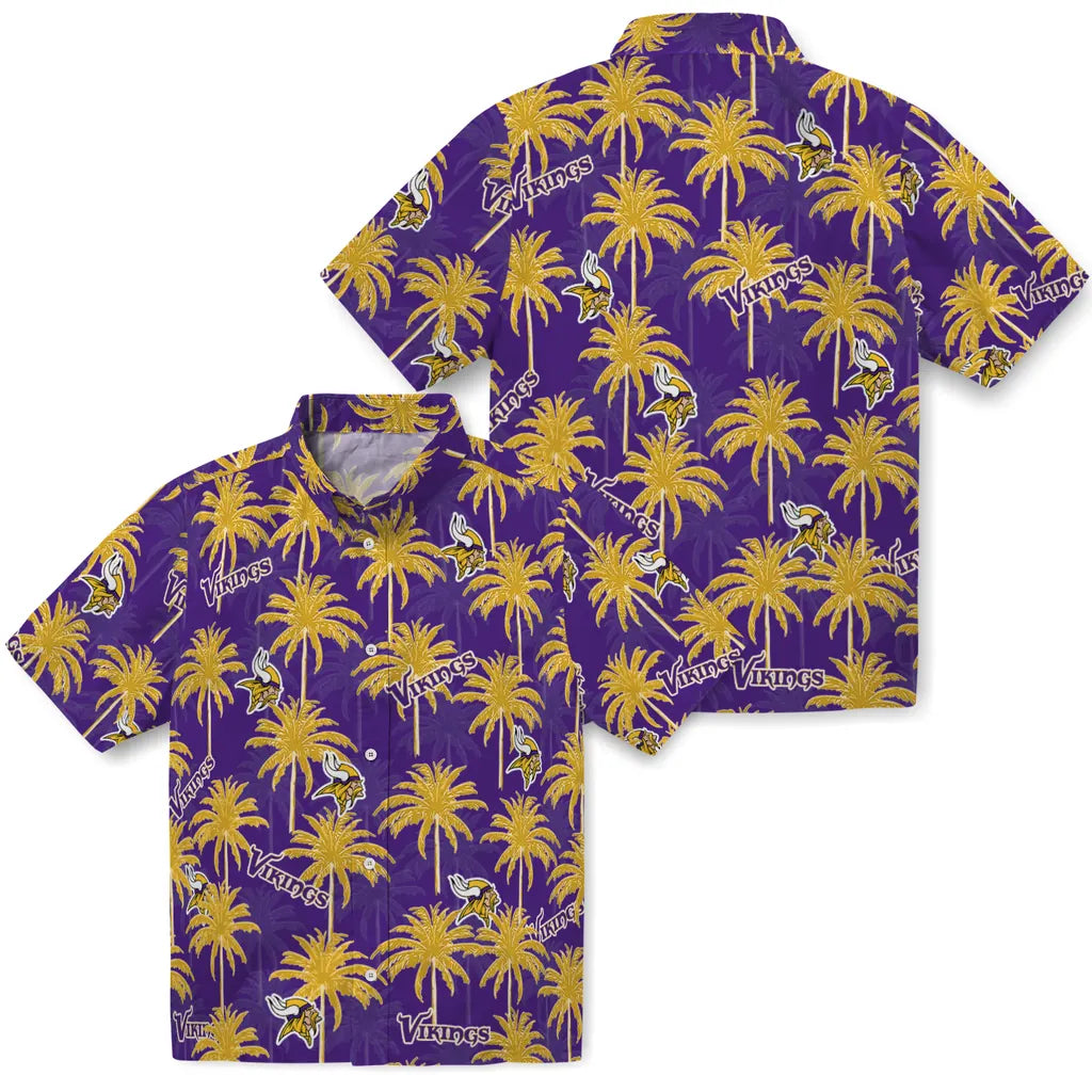 Minnesota Vikings Hawaiian Shirt - Palm Tree Motif | Moonbestprint