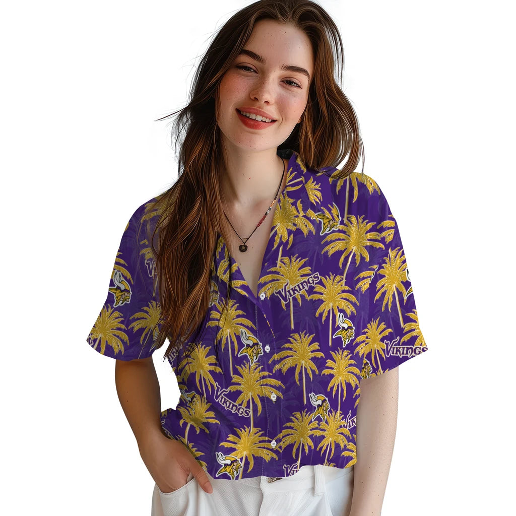 Minnesota Vikings Hawaiian Shirt - Palm Tree Motif | Moonbestprint