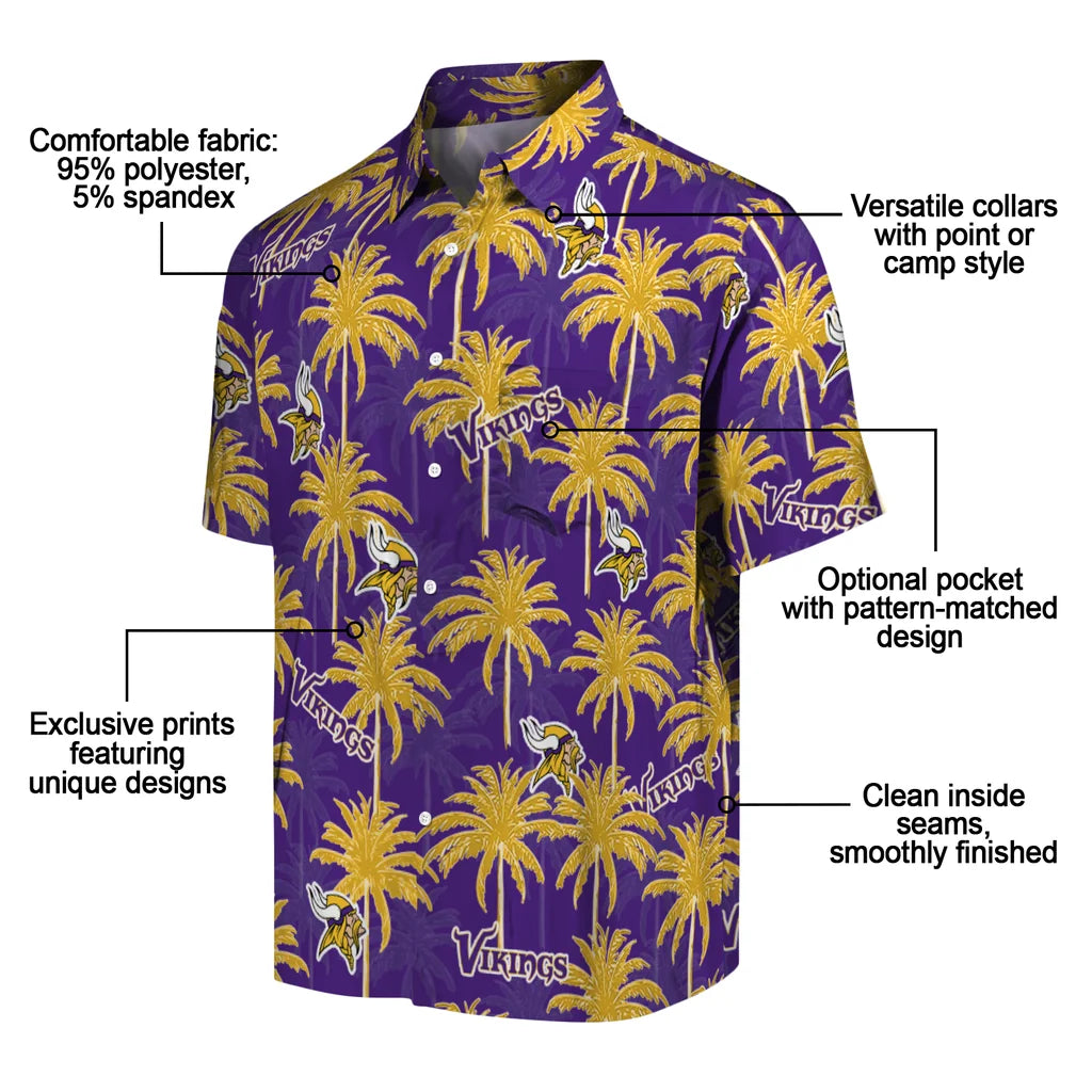 Minnesota Vikings Hawaiian Shirt - Palm Tree Motif | Moonbestprint