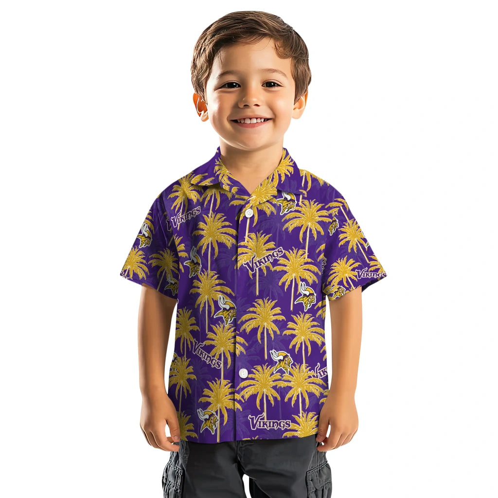 Minnesota Vikings Hawaiian Shirt - Palm Tree Motif | Moonbestprint