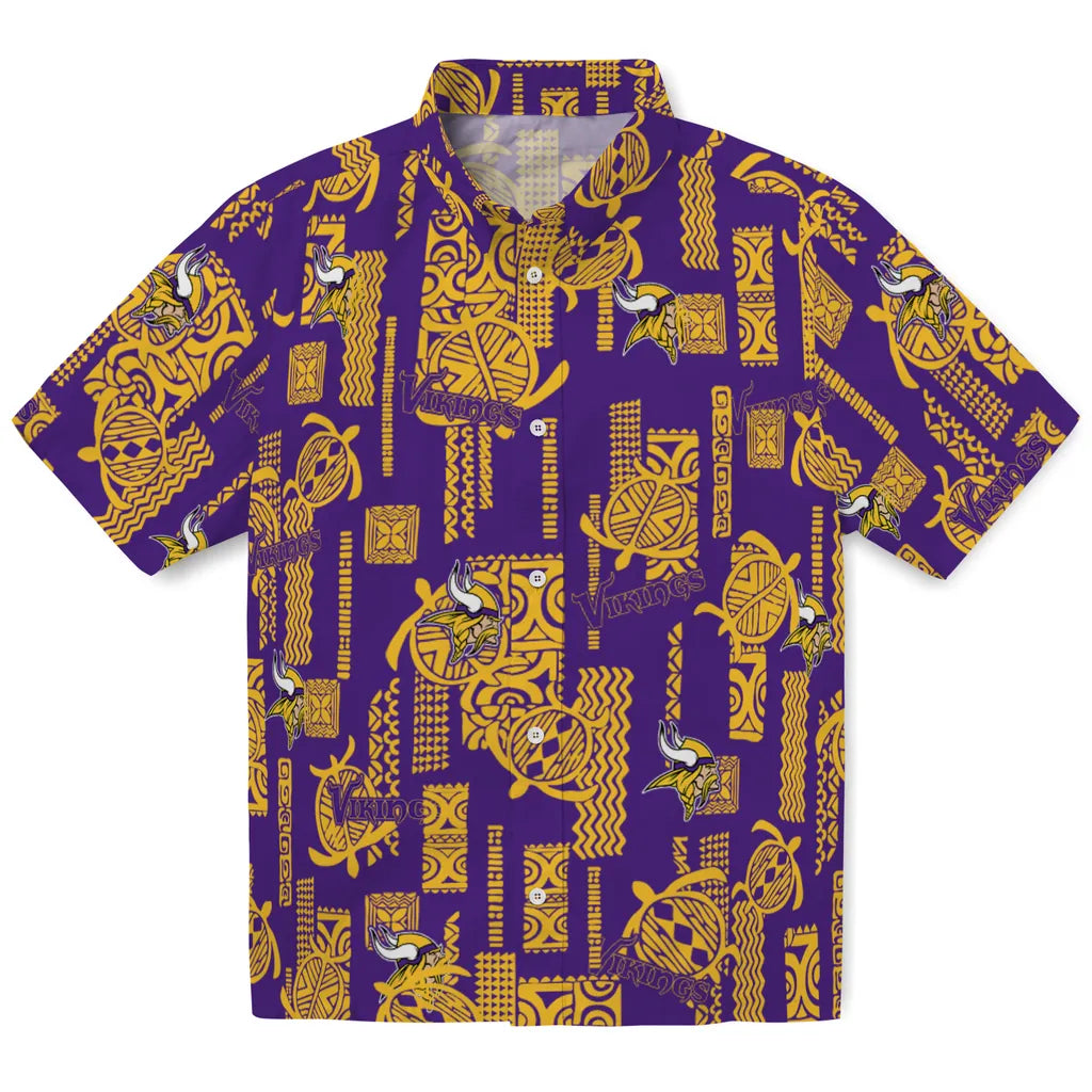 Minnesota Vikings Hawaiian Shirt - Turtle Lines | Moonbestprint